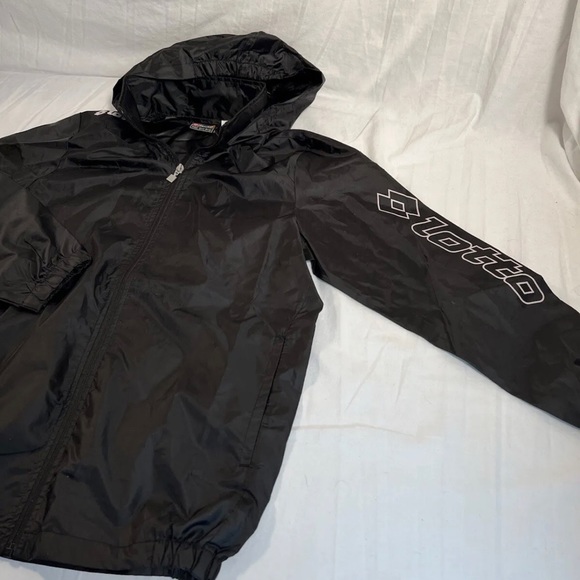 Lotto Italian Sport Design Windbreaker Jacket Youth Small 9/10 Black - Picture 2 of 7